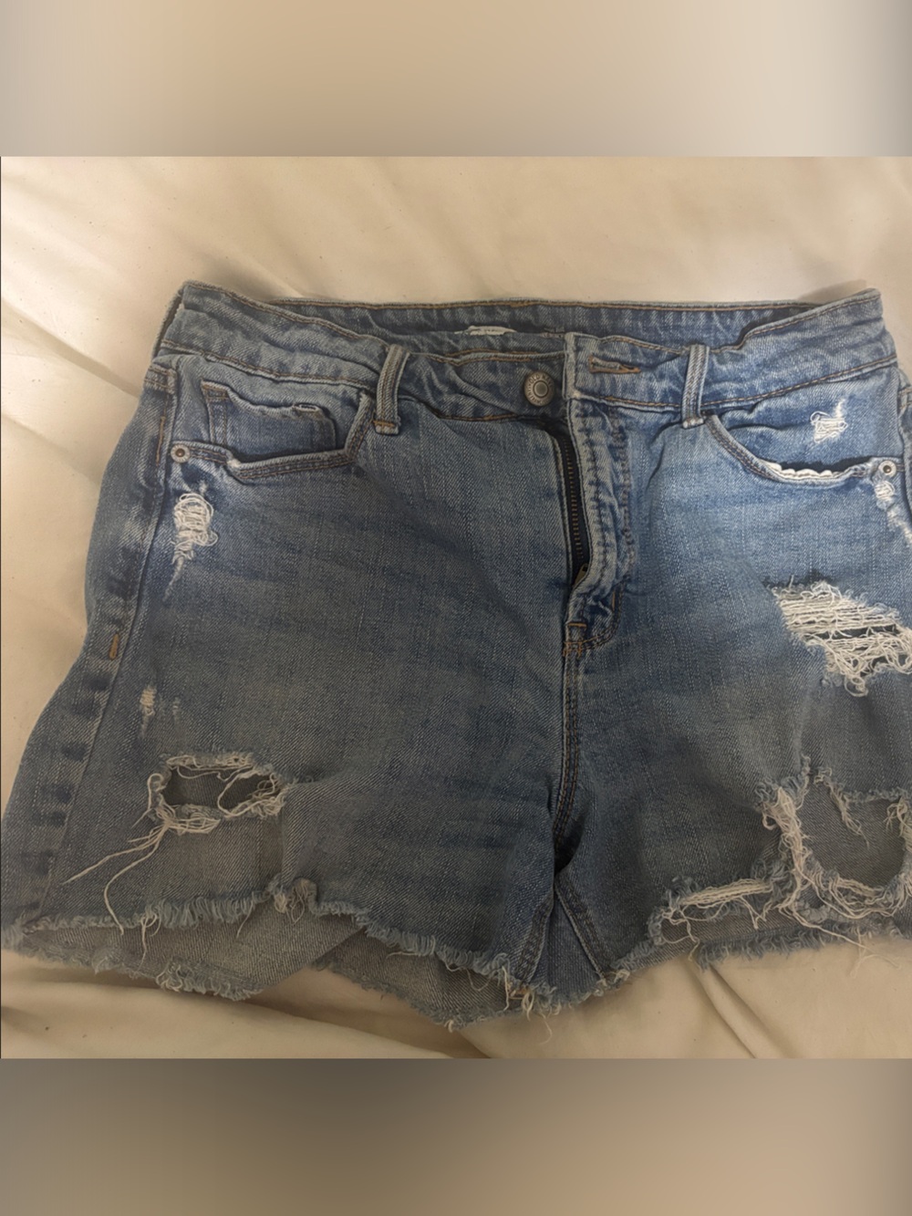 Old Navy Women’s Distressed Light Blue Denim Shorts - Casual Summer Cutoffs